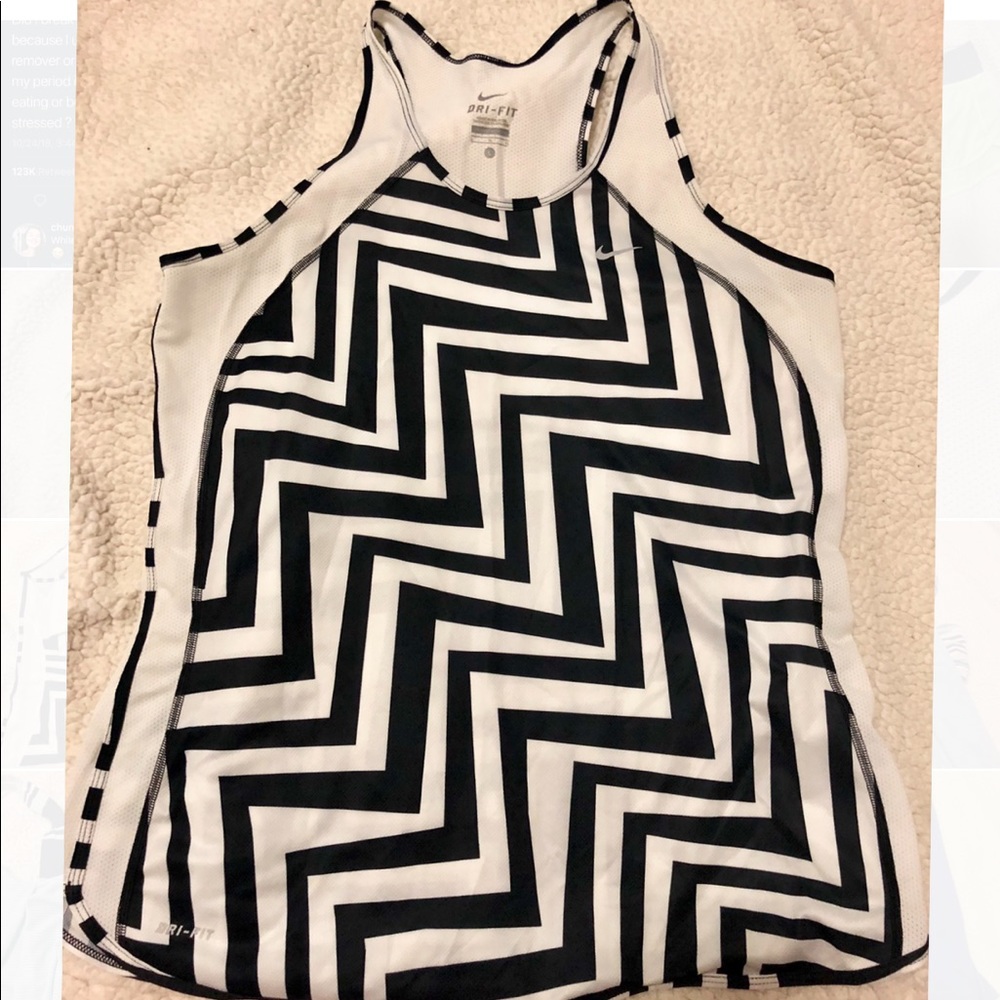 Nike Dri Fit Black and White Chevron Tank